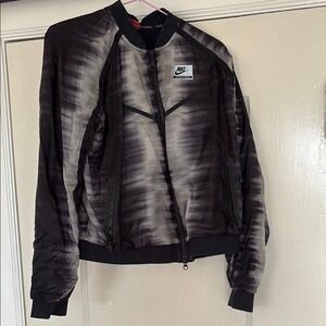 Nike Black and Gray Bomber Jacket with Ribbed Cuffs